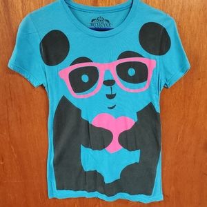 Panda Glasses Blue Graphic TShirt